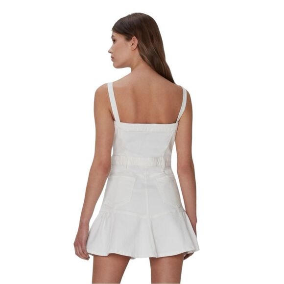 7FAM Seven For all Mankind Surplus Flounce White Denim Jean Dress Size Large NWT - Picture 3 of 12